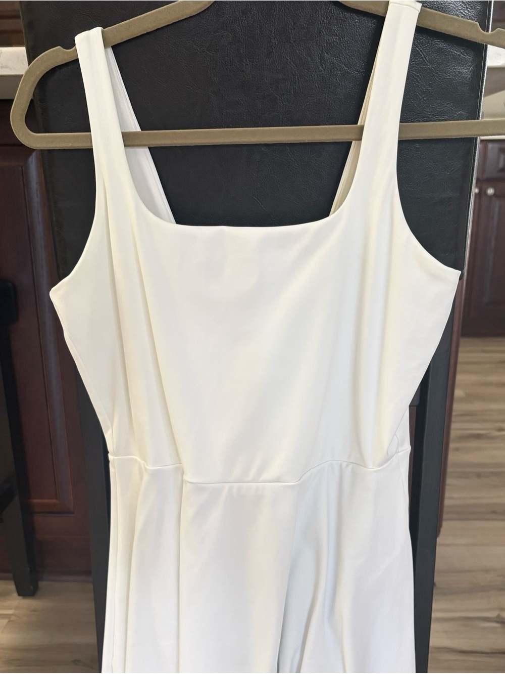 SPANX Cream Sleeveless Square-Neck Slip Dress